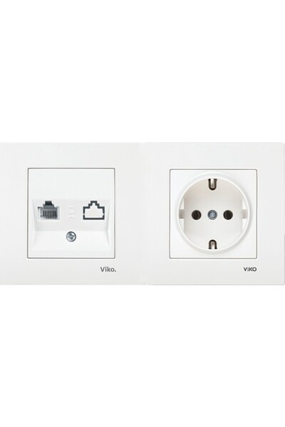 VİKO Set dublu Viko Karre alb Numeris (priză pentru telefon), priză cu împământare