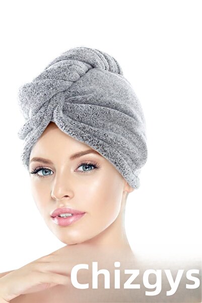 CHIZGY Microfiber Buttoned Hair Towel Blue