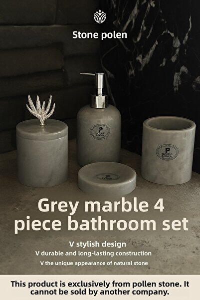 Polen Stone 🌿   بولين ستون - حالة الحمام من الأناقة الطبيعية 🖤   طقم حمام ر...