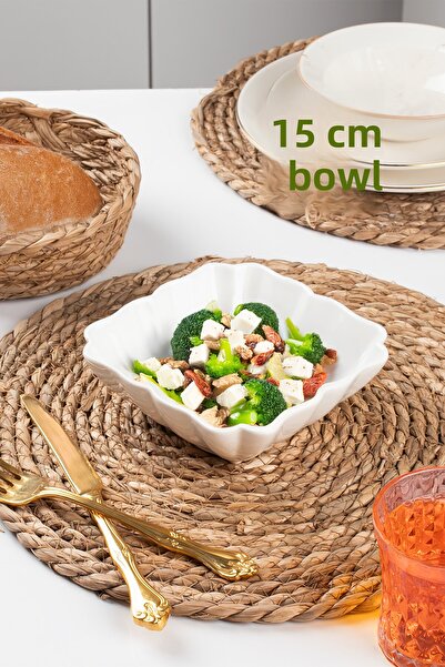 Porsima 1749N Opal Glass Bowl - Large Size Salad Serving Bowl and Saucer 15 cm