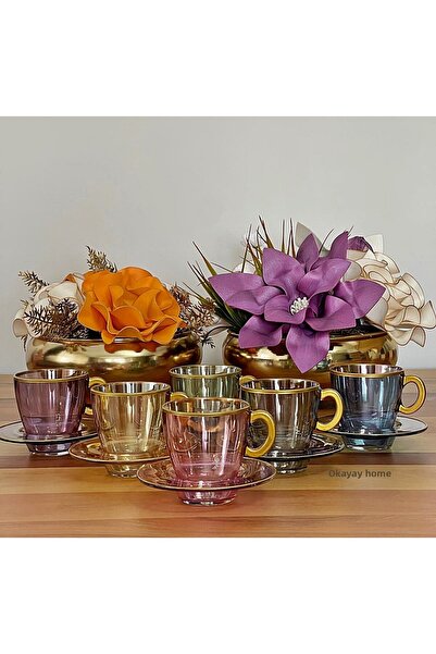 P&ORA PREMIUM KITCHEN PRODUCTS طقم أكواب أكوا 12 قطعة 6 أشخاص 6 ألوان طقم شاي...