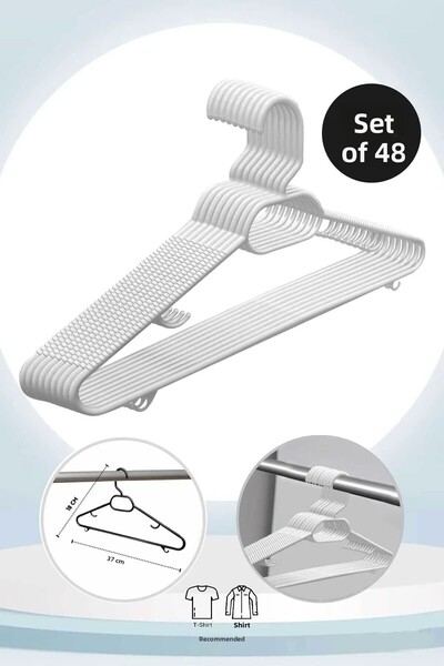 AXE HOME 48 Pieces - White Hanger Plastic Clothes Hanger Clothes Hanger