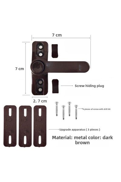 EYM Pvc Pimapen Παράθυρο Πόρτας Ασφάλεια Παιδική Κλειδαριά Ασφαλείας με Κουμπί Σκούρο Καφέ