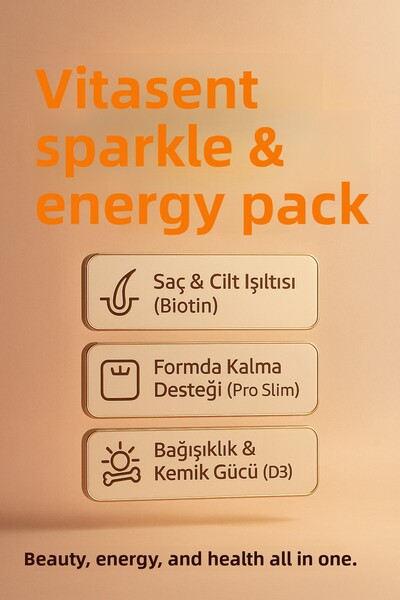 VİTASENT Radiance and Energy Pack - Biotin Keratin - Bromelain - L Carnitine and D3 Skin Care