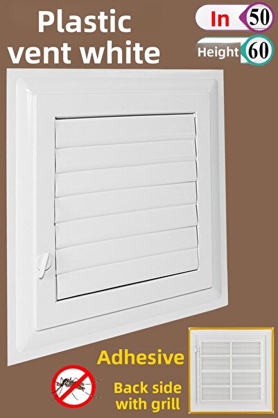 Badem10 White Toilet Vent Plastic Shutter - Grille 50X60 cm