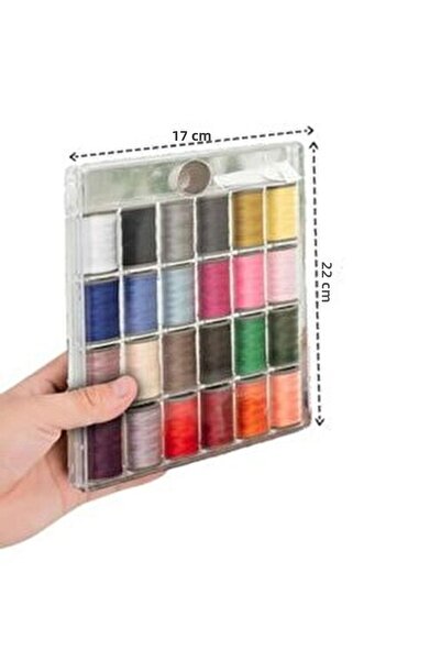 BALIM ÖRGÜ EVİ Μίνι καρούλια Σετ κλωστών ραπτικής 24 χρωμάτων Δαχτυλήθρα ραπτικής βελόνας