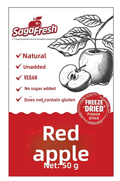 SagaFresh Freeze-Dried Red Apple Slices (50g)
