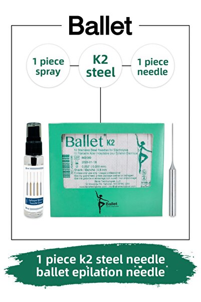 Ballet 1 Piece K2 Steel Hair Removal Needle Original K2 Silver Needle
