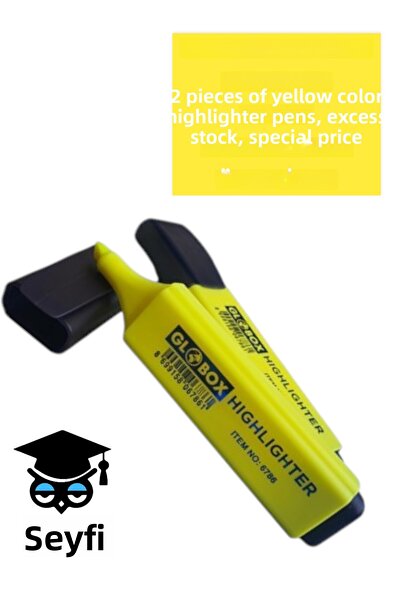 SEYFİKİRTASİYE 2 قطعة قلم تحديد اللون الأصفر بسعر خاص