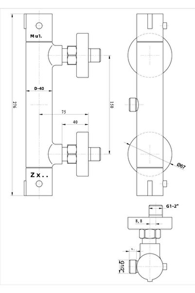 Fause Thermostatic Bathroom Shower Mixer Black Ktb102-b