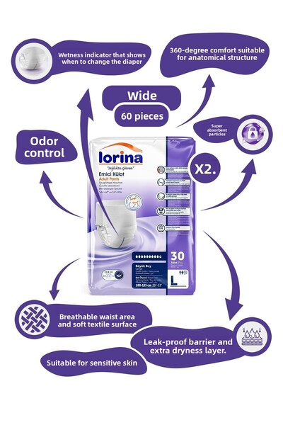 LORİNA سراويل داخلية ماصة كبيرة الحجم 60 قطعة