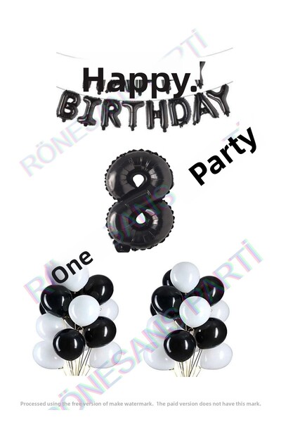 Generic Brand Happy Birthday Black Color Foil Balloon Latex Balloon and Foil ...