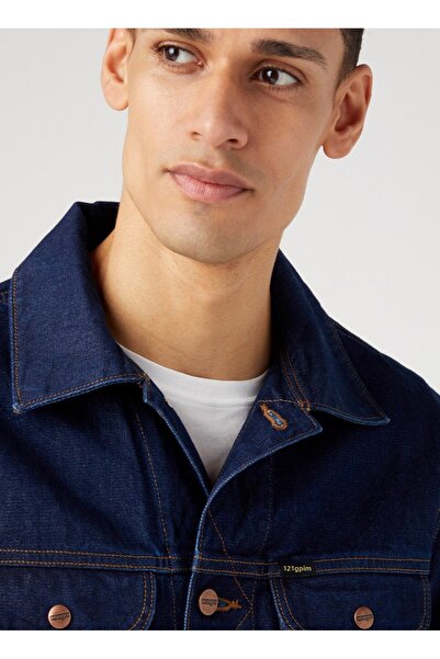 WRANGLER Navy Blue Men's Denim Jacket W4MJ73401 124MJ Jean Jacket