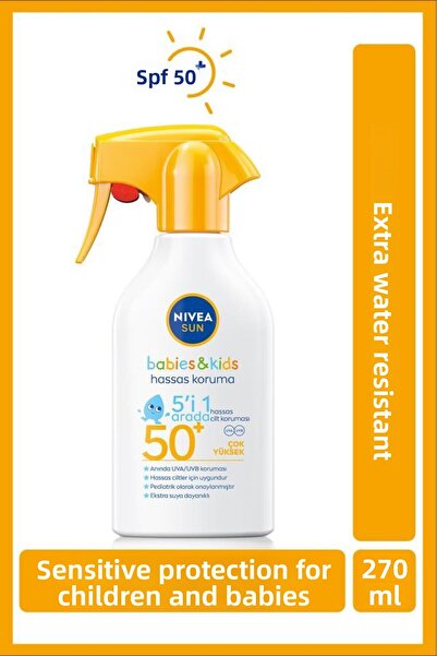 NIVEA SUN Бебета и Деца Спрей за чувствителна кожа със защита SPF 50+, 270 мл