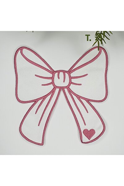 decofav منديل كوكتيل مطرز على شكل شريط وردي فلامنغو على شكل قلب قطعة واحدة