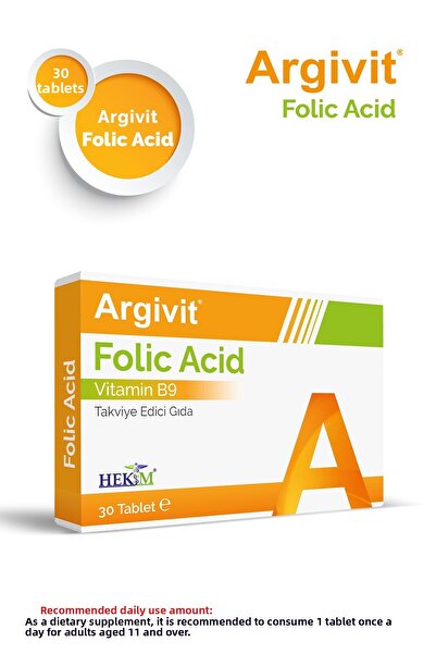 Argivit Folic Acid Vitamin B9 Containing Supplement Food 30 Tablets