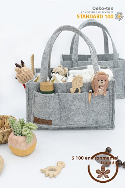 mordesign منظم حقيبة العناية بالأم والطفل من اللباد لتغيير الحفاضات لحديثي الولادة