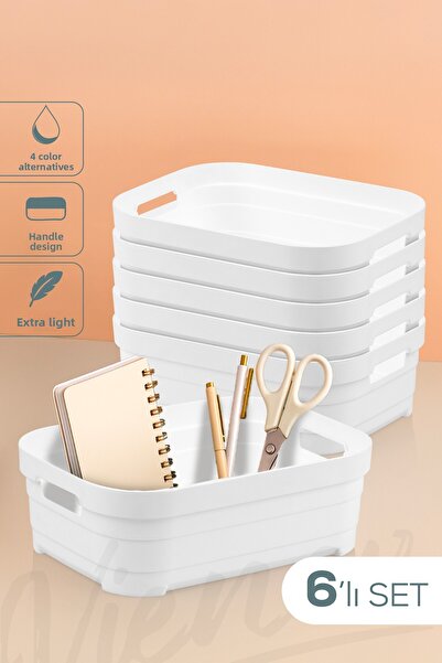 Vienev 6-Piece 2.8 Liter Storage Box White