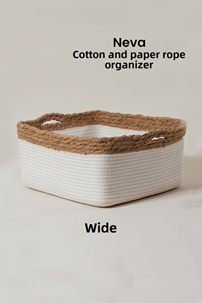 Marrien Neva Cotton and Paper String Organizer |   Ecru 22X22X10 Kitchen, Bathroom & Cabinet Organizer