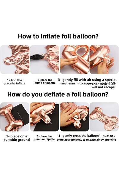 Patladı Gitti Rose Gold Concept 1 Year Birthday Celebration Set; White Gold Confetti Balloon, Number Star Foil and B