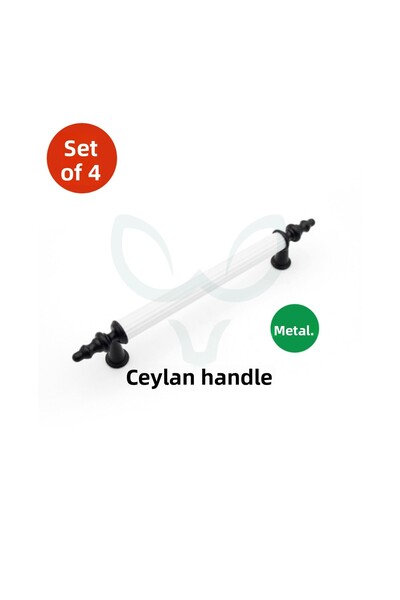 CEYLAN KULP Set of 4 192 MM Black and White Phoenix Model Cabinet Drawer Furn...