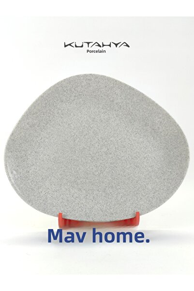Kütahya Porselen Galaxy Series Granule Cream Color 29 X 24 cm Triangle Model Boat Breakfast Presentation Plate Single