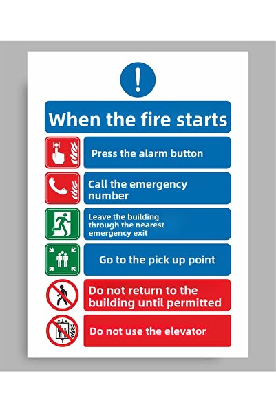 zafrakreklam 6 Rules When Fire Starts Sign Board 50X70Cm Pvc Sign