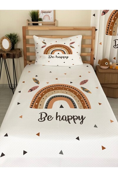 milroma طقم بيكيه فردي مطبوع عليه قوس قزح للأطفال والرضع مقاس 160 × 220 باللو...