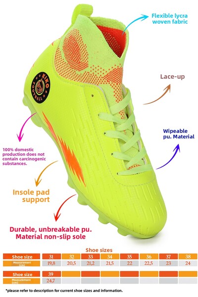 Almues Karamazı Tusa Fkp High-Top Football Boots Turf Field Boys' Soccer Shoes