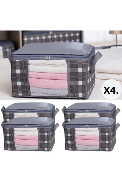 AYHANHOME 4 Pieces PlaiD PatterneD Small Size WinDow Organizer - unDer Base Closet Organizer 40X30X20cm