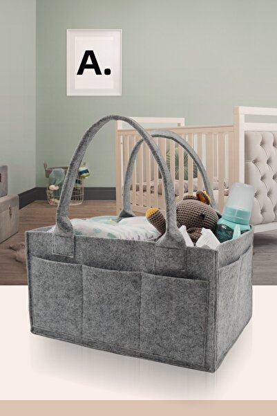 JASPER Plain Gray Felt Mother Baby Care Bag Organizer Gray