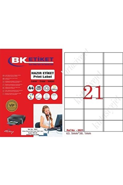 BK Tw-2021 Dimensiune 63,5 X 38,1 mm Etichetă laser A4 21 etichete pe foaie