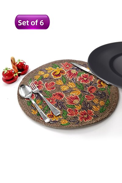 Vagonik طقم تقديم أمريكي منسوج من الجوت المزخرف مكون من 6 قطع مزدوج الجوانب ب...