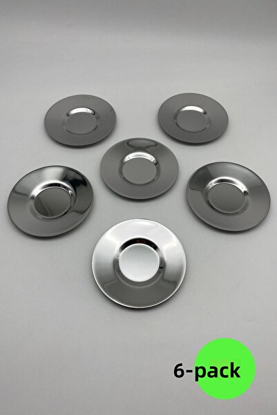 Fiyakalı Ürünler Atölyesi طقم أطباق شاي من الفولاذ المقاوم للصدأ باللون الفضي مكون من 6 قطع - PASCT01