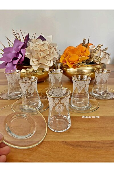 OKYAY HOME 12-Piece Tea Set with Real Gilded Lace - 6-Person Gift Luxury