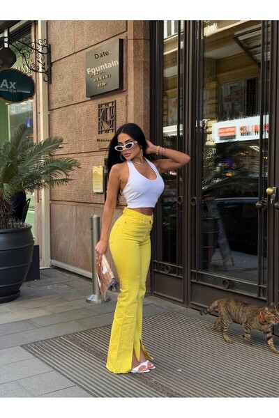 Friday Mood Women's Slit Detailed Flare Jean