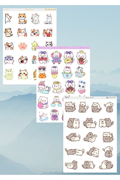 MirayDesign Set de pisică autocolante tematice 12*17 cm