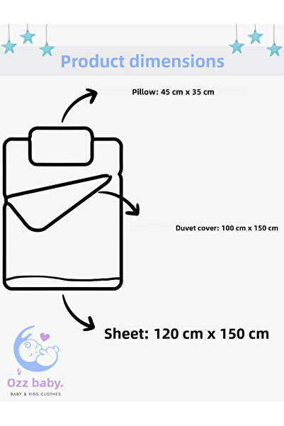 Ozz Baby Baby Crib, Mother's Side, Park Crib Newborn 100X150 Bedding Set 70% Cotton 30% Polyemid