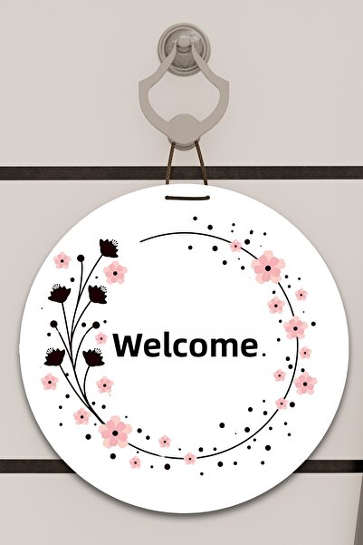 Dormot Home Decor pentru ușă cu imprimare digitală cu model de flori alb și r...