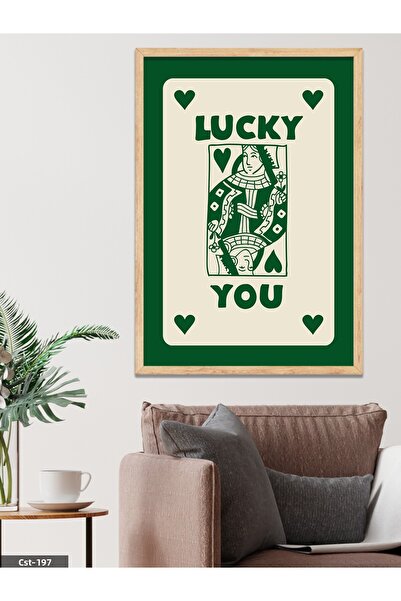 CeSht لوحة خشبية مُزخرفة بعبارة 'LUCKY YOU' باللون الأخضر