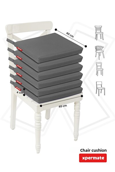 XPERMATE Zippered 6-Piece Chair Cushion Water Repellent Fabric 40X40 cm Sponge Chair Cushion Pillow Laced Gray