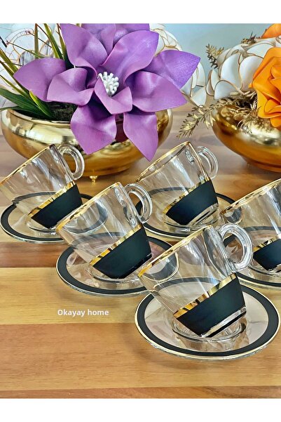 P&ORA PREMIUM KITCHEN PRODUCTS طقم أكواب بلاك لاين سوليتير مكون من 12 قطعة لـ 6 أشخاص