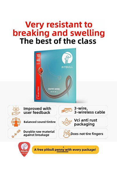 Pitbull Strings Coated Series Electronic Guitar String Ceg 10-46 L