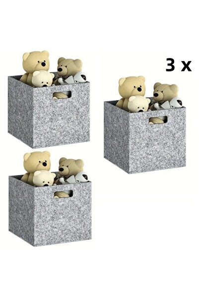 Next Craft Organizator gri pentru dulap 3 bucăți - pâslă 3 mm, 32x32x32 cm, cutie multifuncțională