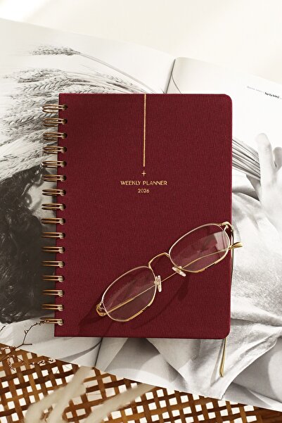 Matt Notebook Αγάντζος ημερολόγιος 2026 Α5 Λινό Σπιράλ 15x21 εκ. - 12 Μηνών Βουργουνδίας