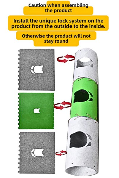 KAŞIKBEY 100cm Kb8 - 3-Piece Splicable Functional Long Cat Tunnel Animal Toy