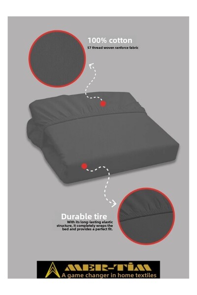 mer-tim ezberbozan ev tekstili Mer-Tim Cotton Ranforce Double Elastic Fitted Sheet and Pillowcase Set