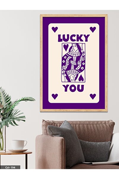 CeSht لوحة خشبية مُزخرفة بعبارة 'LUCKY YOU' باللون الأرجواني