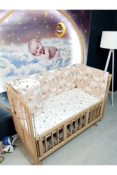 bebek_iklimi طقم واقي سرير أطفال مقاس 70 × 130 بنمط سحابة 4 قطع