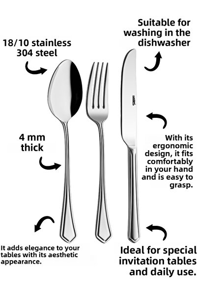 Rollers Petra Dessert Knife - Stainless Steel, Set of 6